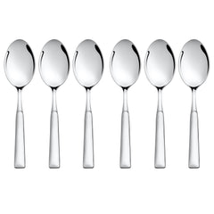 Montavo Lisbon 6-piece stainless steel baby spoon set with mirror finish and flat handles, safe and durable feeding spoons for infants.
