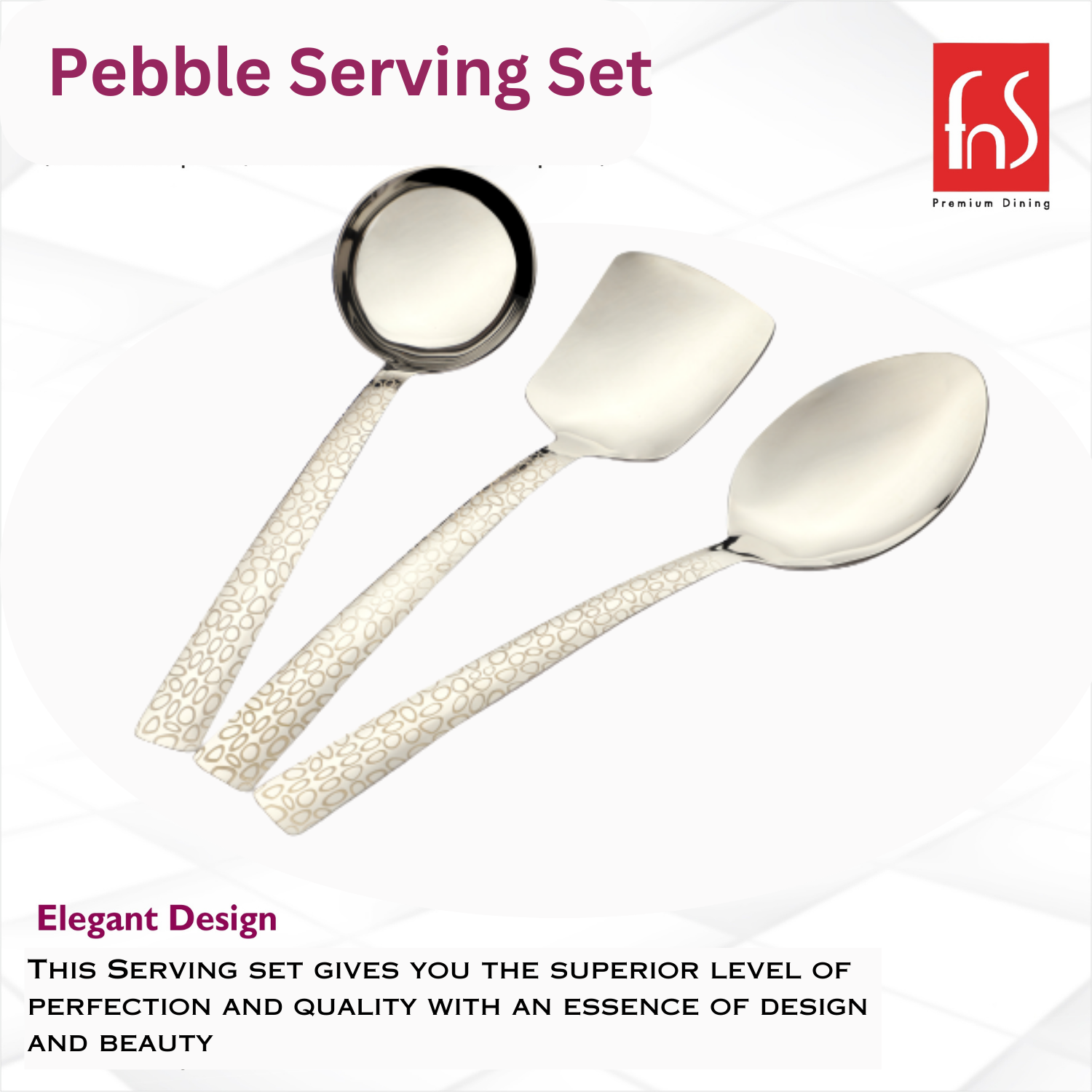 Montavo by FnS Pebble Laser Engraved 3 Pcs Serving Spoon Set