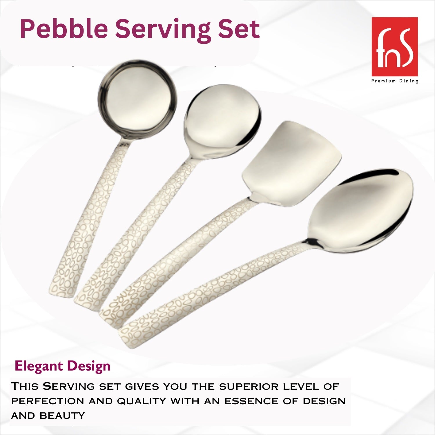 Montavo by FnS Pebble Laser Engraved Serving Set of 4