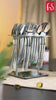 FnS Glister Stainless Steel Hammered Finish 24 pcs Cutlery Set with Stand