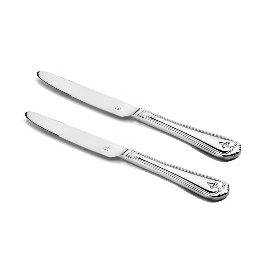 FNS Manchester Stainless Steel Dinner Knife Set – 2 pieces with classic grooved handles