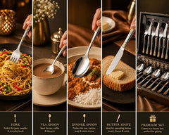 FnS August 24-Pc Mirror Finish Stainless Steel Cutlery Set with Leatherette Box
